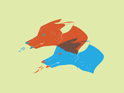 Foxes fox foxes graphic design illustration layered screenprint