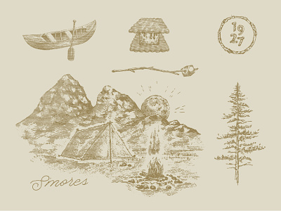 S'mores Illos brand branding camping custom illustration design graphic design illustration