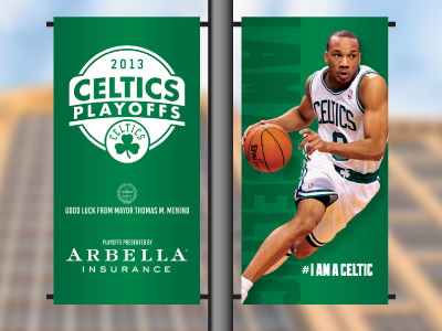 Playoff Street Banners banner basketball boston celtic celtics city green nba pole sports street street banner