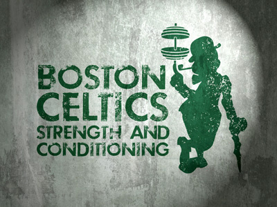 Celtics Strength & Conditioning Logo basketball boston celtic celtics green grunge identity leprechaun logo nba sports type typography