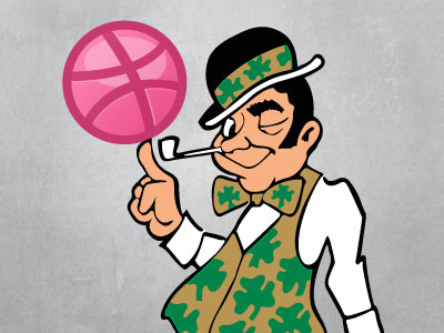 Lucky Dribbble ball basketball boston celtic celtics green leprechaun logo nba pink sports