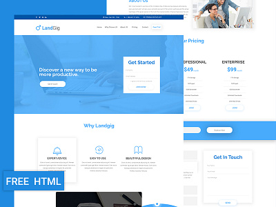 Landgig – Landing page template free HTML download