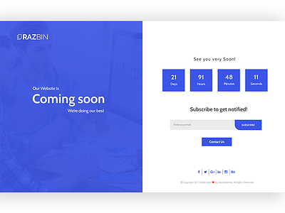 Razbin - Coming Soon Template color coming soon css css3 design htm onepage template ui design ux design web web template
