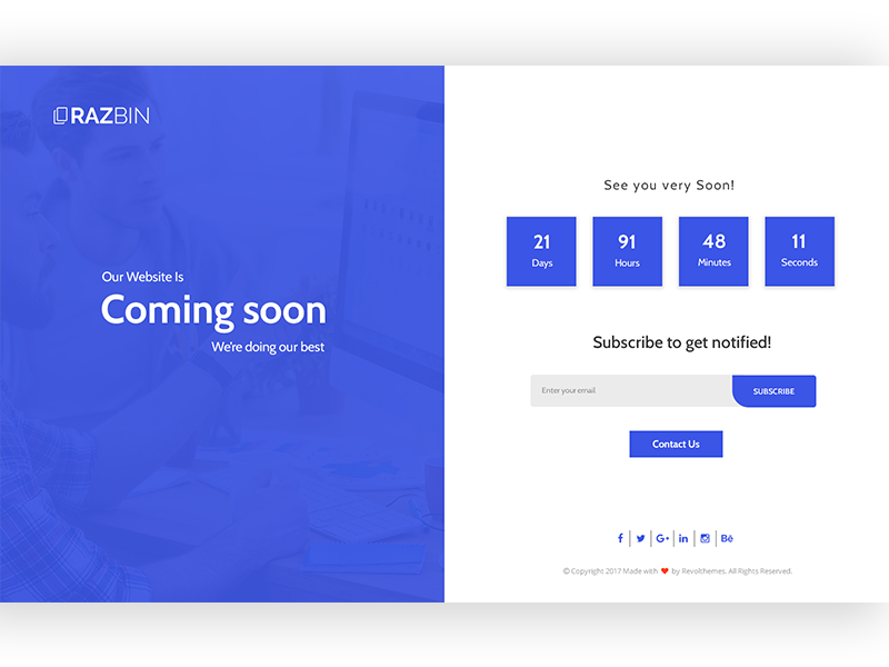 Razbin - Coming Soon Template ux design ui design web template onepage coming soon color css3 css htm template web design