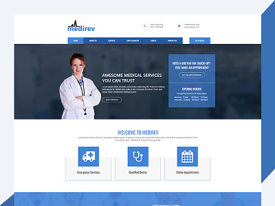 Medirev – Free Medical HTML Template bootstrap business css design free html template freebie html madical medirev revolthemes template web design