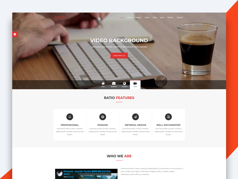 Ratio – Material Design Agency Template freebie free html template revolthemes web design bootstrap web css html business