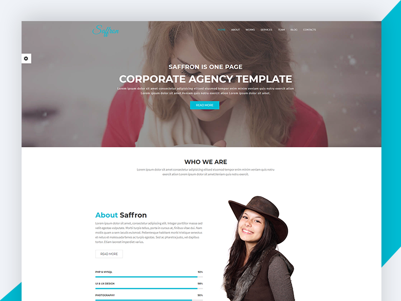 Saffron – Bootstrap Onepage Corporate Agency Template ux ui business responsive css3 download template wedding bootstrap safforn