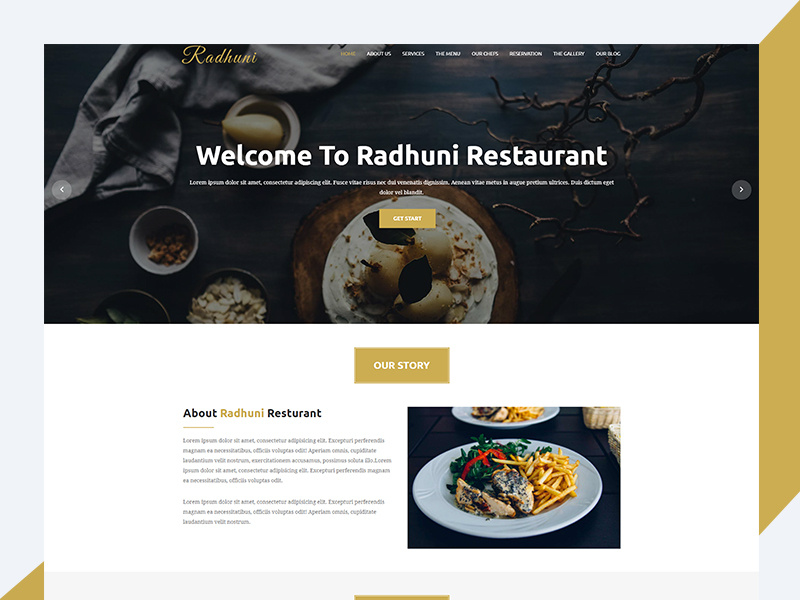 RadhuniX – Responsive Restaurant HTML5 Template responsive css3 download free template restaurant bootstrap html radhunix revolthemes