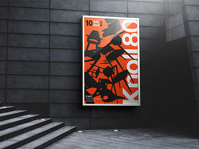 Knoll 80 black branding furniture illustration knoll orange poster vector