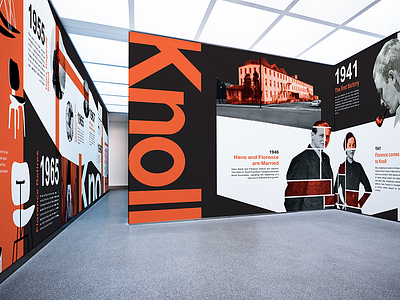 Knoll 80 black branding furniture illustration knoll orange poster vector