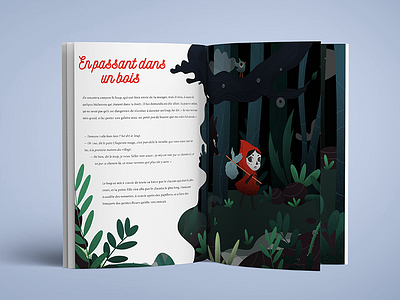 Le Petit Chaperon Rouge book children edition forest green hood illustration plant red vector