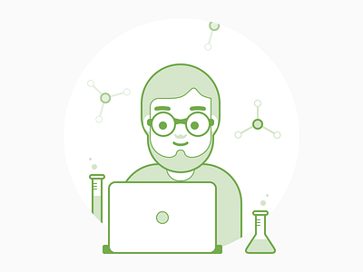 Expert chemistry expert glasses illustration laptop man pc smart