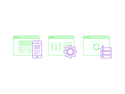 website development icons adaptive browser cms gear hosting icons settings site website
