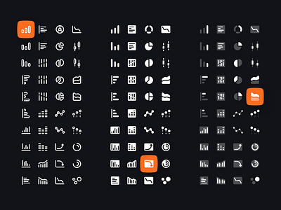 Charts and Graphs Icon Set chart clean dark duotone figma graphic icon icon set interface light line minimalism solid ui ux vector