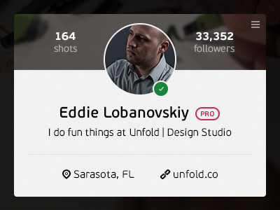 Profile Card dribbble wip profile card ui flat interface clean
