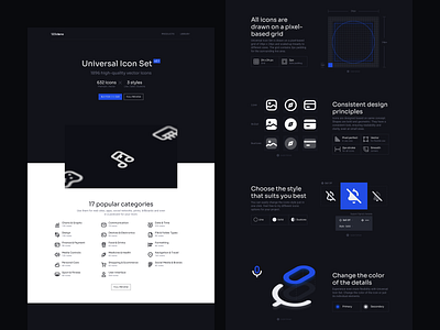 Universal Icon Set | Landing Page 123done clean figma glyph homepage icon icon design icon set iconjar iconography iconset landing landing page minimalism ui universal icon set ux web design webdesign website