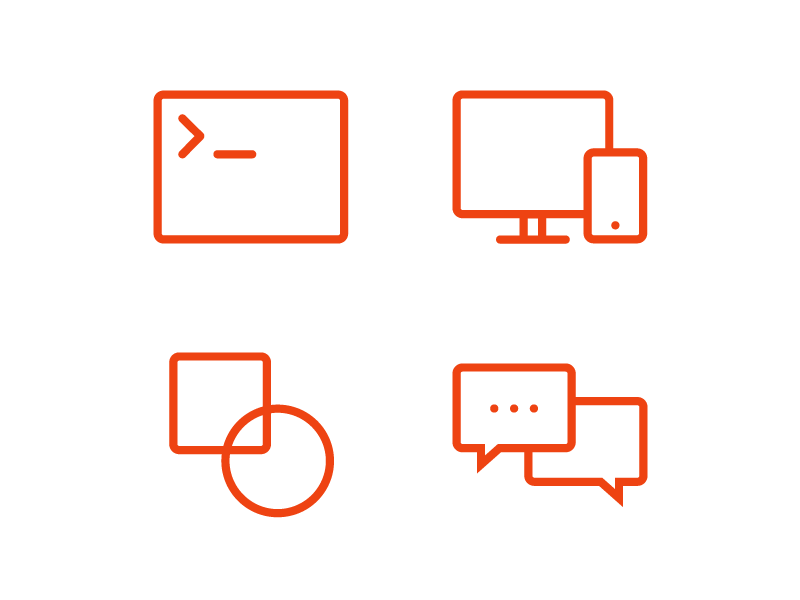 Clean and simple icon developer support design adaptive orange web