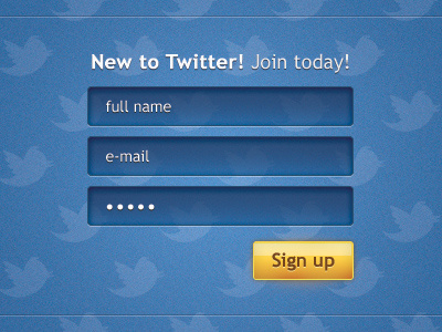 Twitter's registration form blue form interface registration twitter ui ux