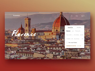 Travelor. - Flight Search design flight florence italy search travel trip ui ux web