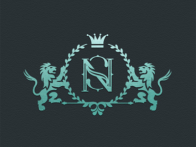 NS Monogram crest crown garland letters lion monogram ns typography wreath