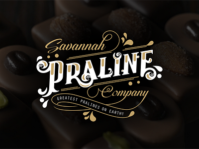 Pralines chocolate gold letters praline typography