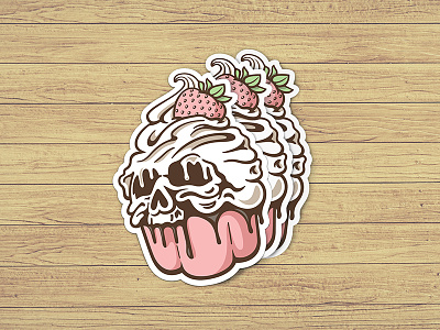 Cupcake Stickers bakery chocolate cream cupcake ice cream muffin pastry pink skull sticker stickers strawberry