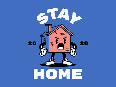 Stay Home blue cartoon character character design design drawing home house illustration illustrator quarentine stayhome type typoraphy work from home