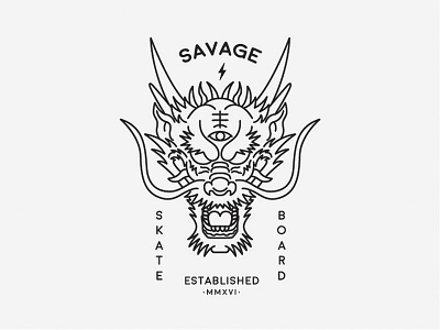 Savage animal badge black brand chinese design dragon flat graphic design logo logo design tattoo