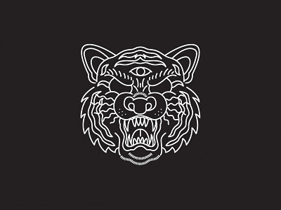 Tiger animal art badge black black and white flat design illustration illustrator logo monoline tiger white