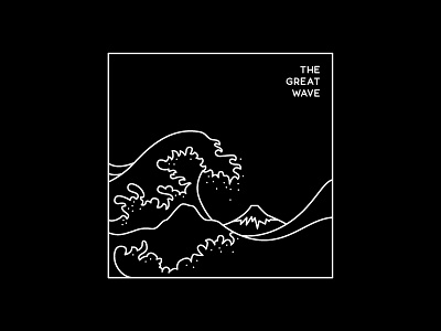 The Great Wave black illustration japan japanese minimal modern monoline mt. fuji ocean simple the great wave wave