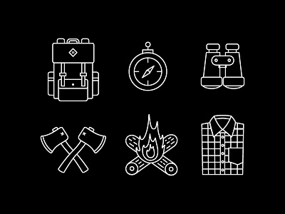 Camping Icons art black black and white camping design icons illustration line outdoors simple white