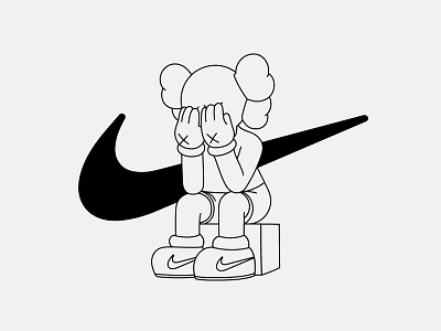 Nike black brand character grey illustration kaws logo nike shoes sneakers swoosh vector