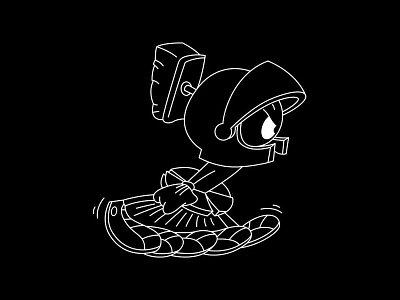 Marvin the Martian black black and white cartoon character design drawing hype illustration line looneytunes martian marvin marvinthemartian monoline tvshow vector warnerbros