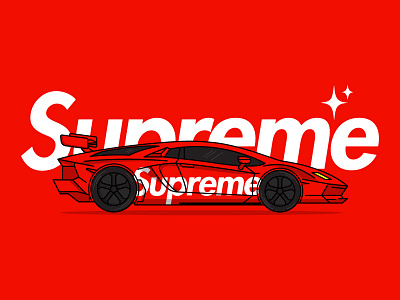 Supreme x Lamborghini brand car drawing hypebeast illustration illustrator lamborghini red sports car supreme type typogaphy vector