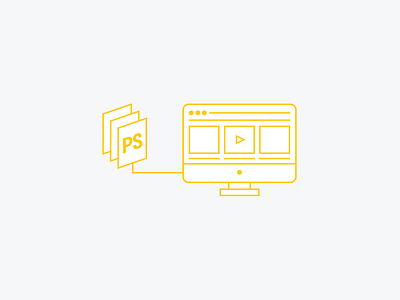 PS Comps app design flat icon illustration logo monitor photoshop play