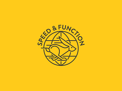Speed And Function branding flat function globe hare illustration logo rabbit speed typography vector yellow