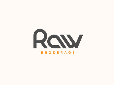 Raw Brokerage Logo branding brokerage business gray grey icon logo design logo mark orange typography vector