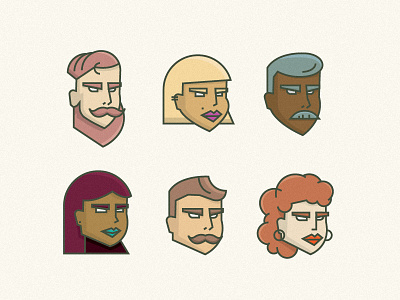 Hipster Head Icons boy face girl head hipster icon icons line set