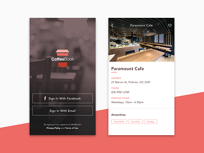 Coffeebook App app brand cafe coffee gradient login logo restaurant signup ui