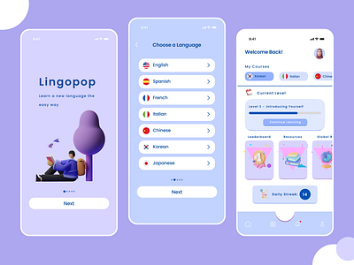 Lingpop Language Learner app branding design ui