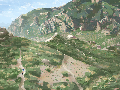 Switchbacks in Texas backpacking camping digital painting guadalupe mountains hiking photoshop texas texture