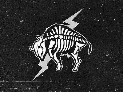 Buffalo-No-Mo american bison buffalo cattle electric extinct illustration ko print shock skeleton