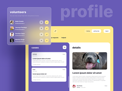 Profile : Getting help | Quarantineaid.in website app case study corona covid dailyui design designer freebie freelance landing page opensource product profile quarantine ui uiux ux web website