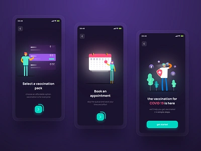 Onboarding 1.2 | coronacure app case study corona covid design freelance health illustration location logo medical mobile onboarding open source product splashscreen ui ux vaccine