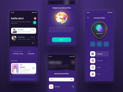 Social media declaration & badge | coronacure achievement app badge corona covid design freelance health illustration media medical mobile product progress shares social steps ui ux vaccine