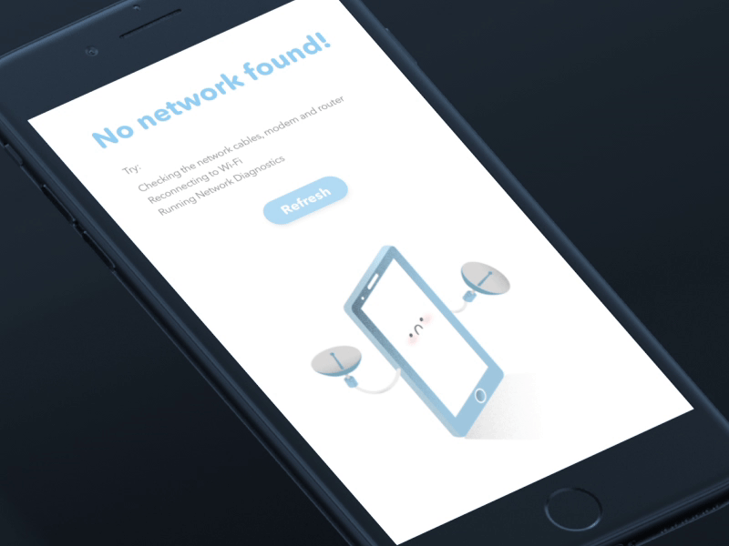 No network found! 404 animation app interaction interface internet material design network sorry ui ux web