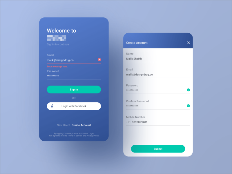 Sign in / sign up screens by Atul Khola on Dribbble