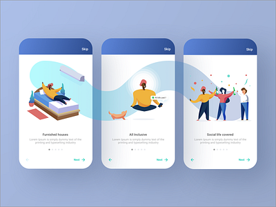 Onboarding screens animation app carousel dailyui design illustration interaction mobile motion onboarding ui ux walkthrough