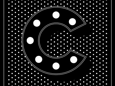 Black and White C black and white bold dropshadow flat lettering pattern polka dot san serif typography