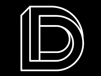 D black and white flat letter monoline simple type typography